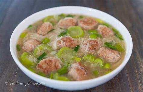 may bolitas|Pork Bola Bola Soup with Misua and Patola.